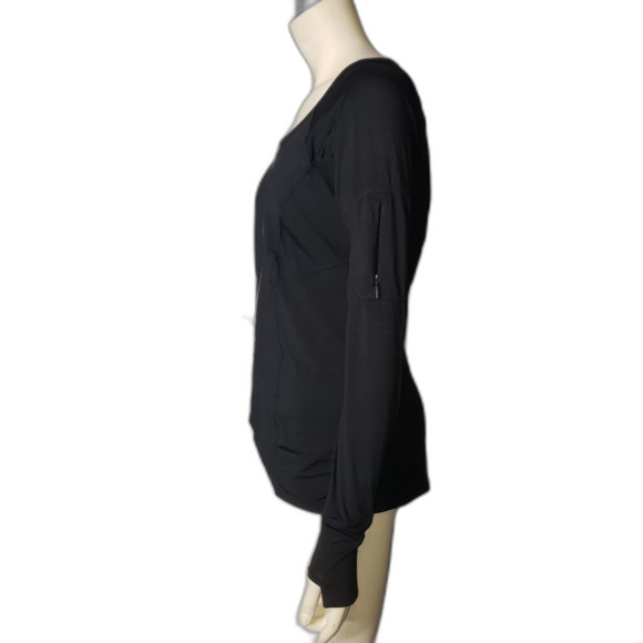 Athleta Black Long Sleeve Zip Front Pullover Athletic Top Womens Size Large - Picture 3 of 9